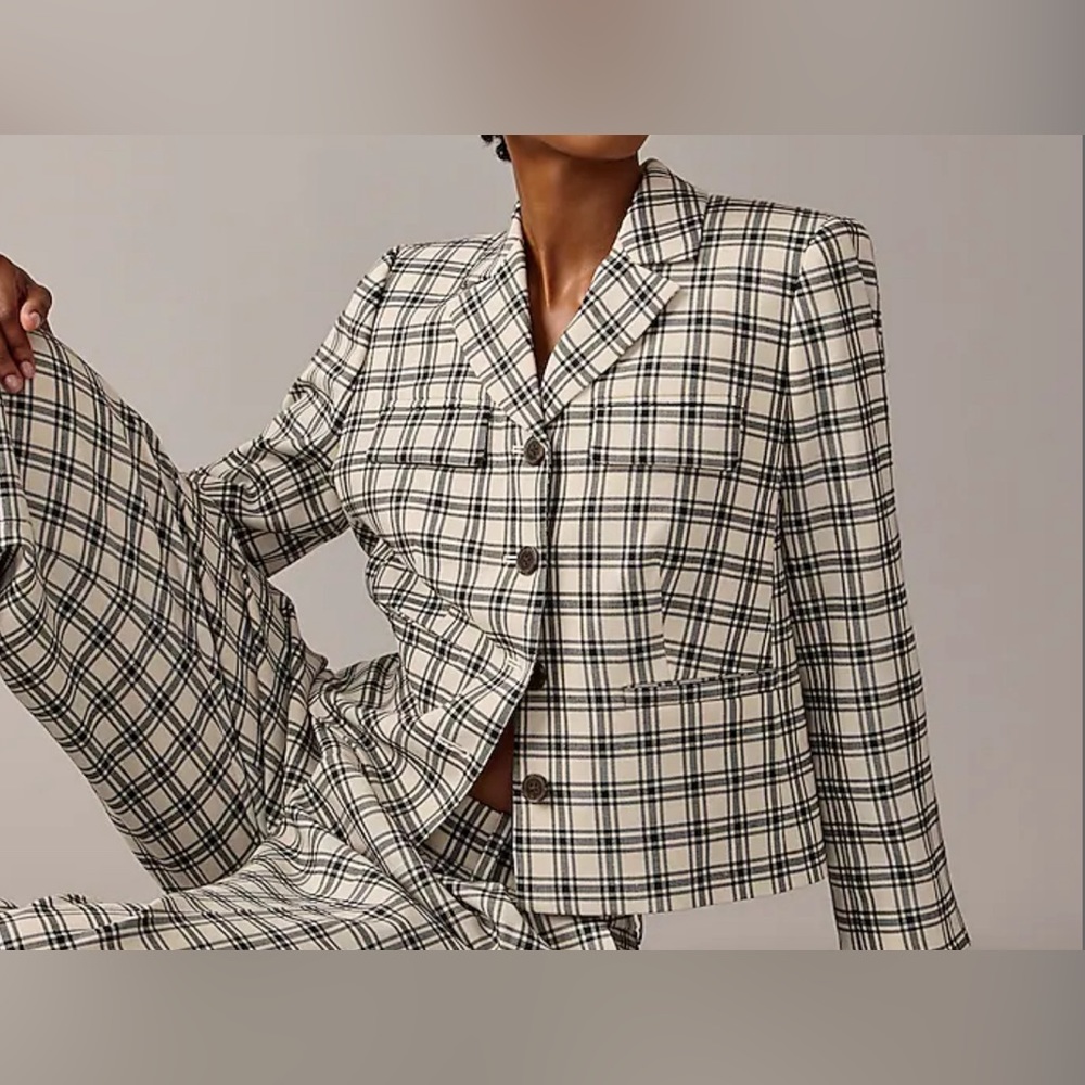 Plaid Women's Jacket - Black and White - Picture 4 of 13